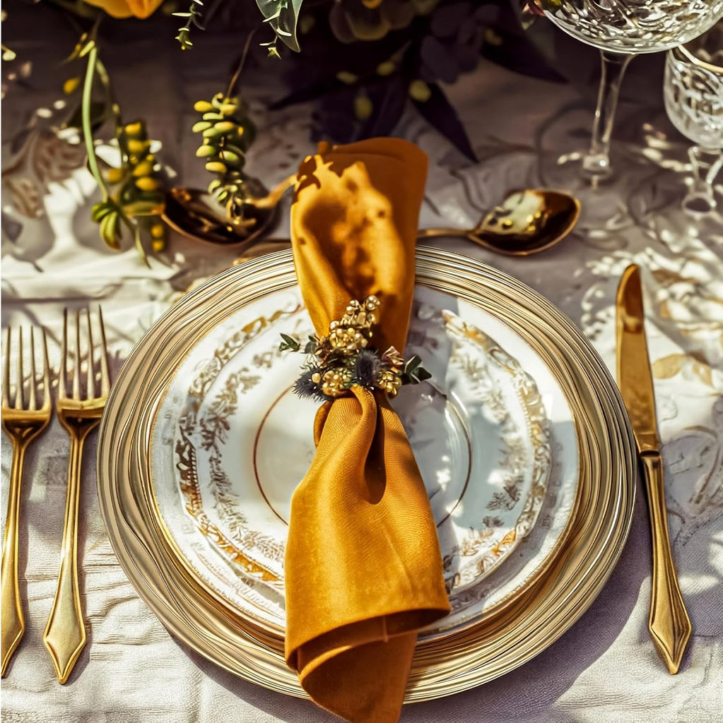 Gold Charger Plates 13 Inch Plastic Round Plates Bulk - Set of 12