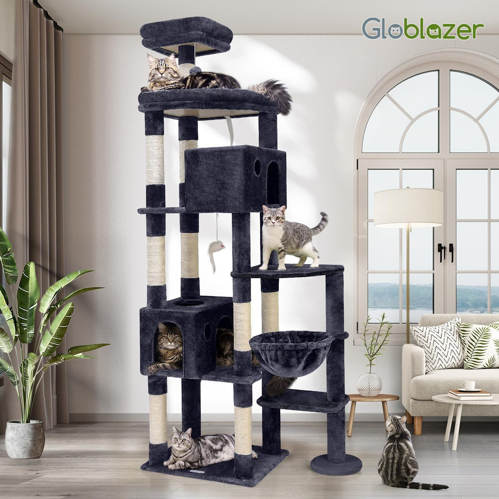 Giant Cat Tree for Indoor Large Cats, 83in, Dark Grey