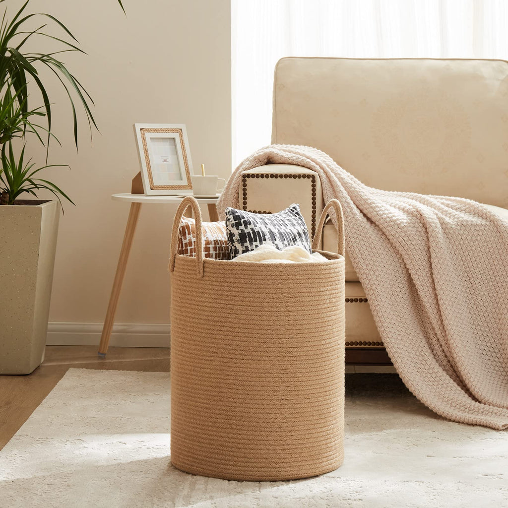 Jute Rope Laundry Hamper, 72L Tall Blanket Storage