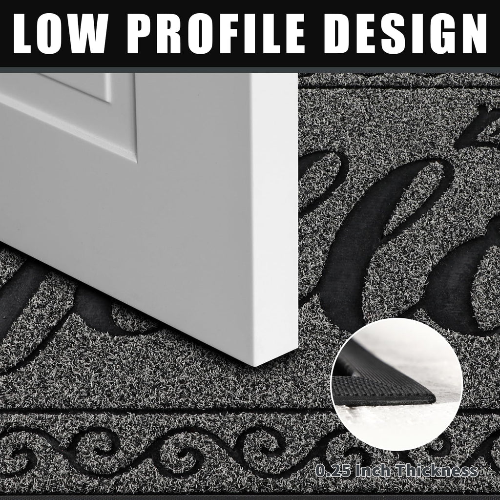 Welcome Mats for Front Door 36x24, Heavy Duty Waterproof Outdoor Door Mat Outside Entrance, Non-Slip Low Profile