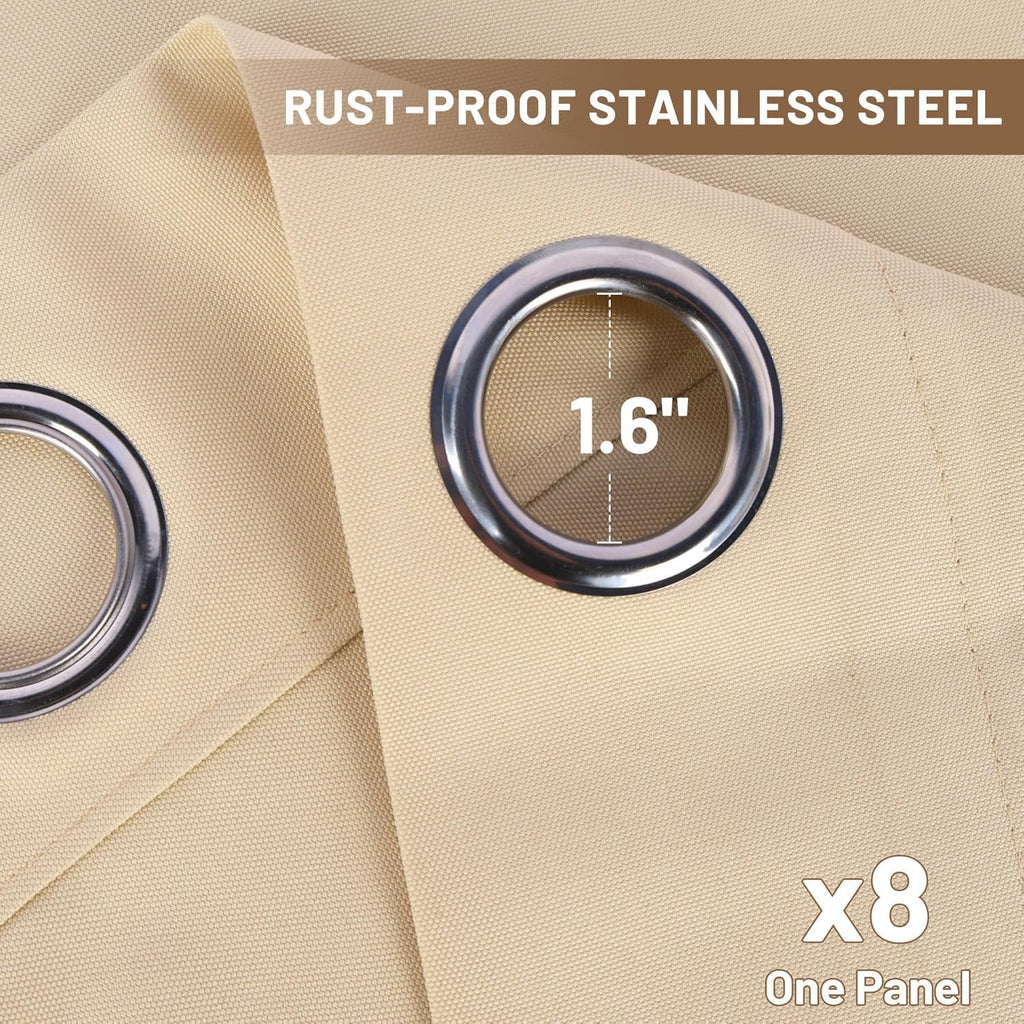 2 Panels Waterproof Outdoor Curtains 300 GSM , Privacy Outside Weatherproof Curtains, Grommets Top for Porch Pergola