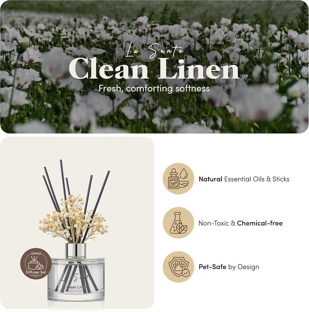 Reed Diffuser Set, Clean Linen, 6.7fl oz / 200 ml