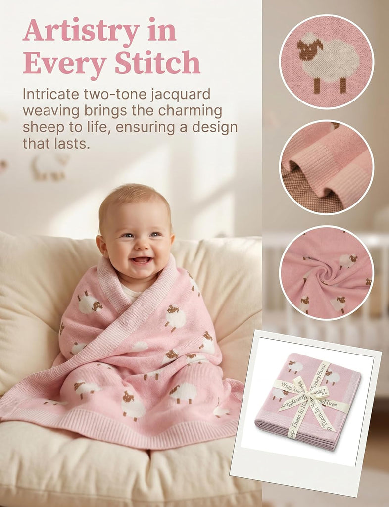 Organic Cotton Baby Blanket - Soft Luxury Knit Receiving Blanket for Newborns & Toddlers, Cozy Breathable Stroller