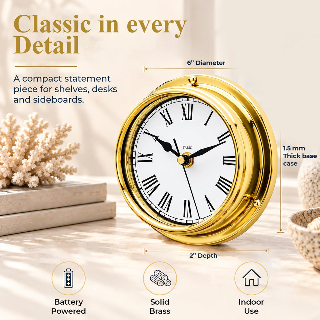 Classic Brass Roman Wall Clock, Heavy Lacquered Brass (1/2kg), Qaulity Timepiece for Any Home Decor, Great Gift