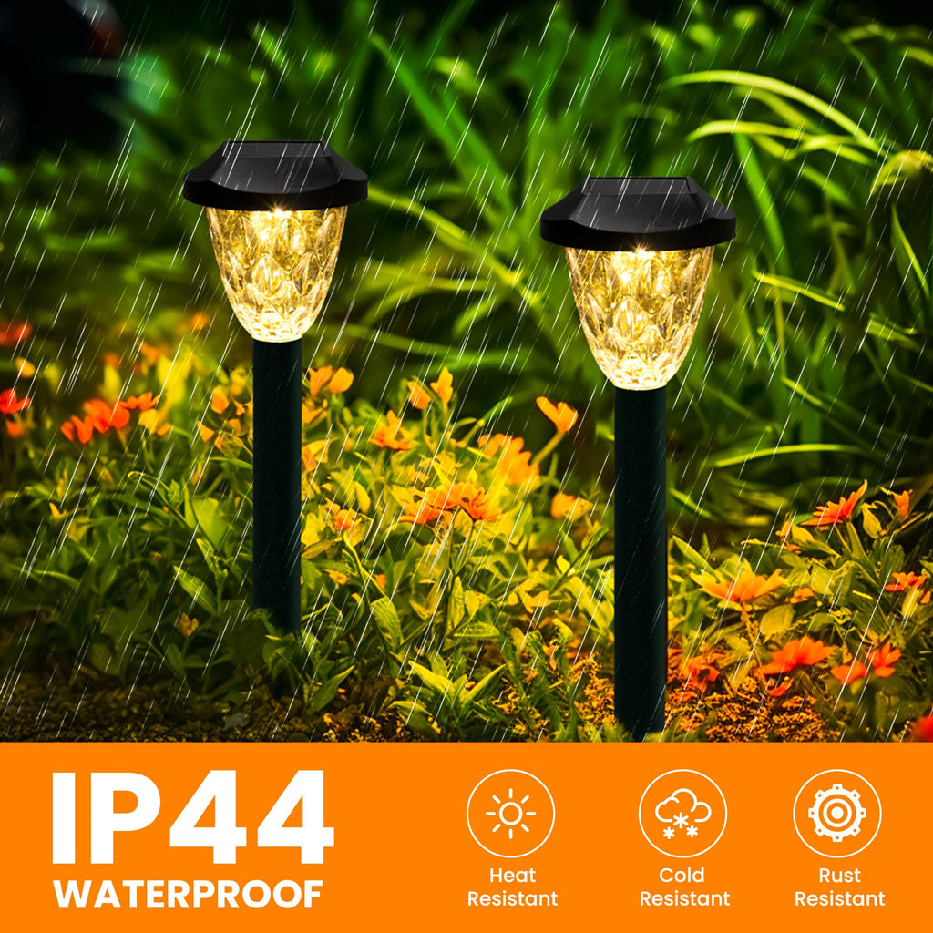 Warm Outdoor Solar Garden Path Lights, Waterproof 10PK