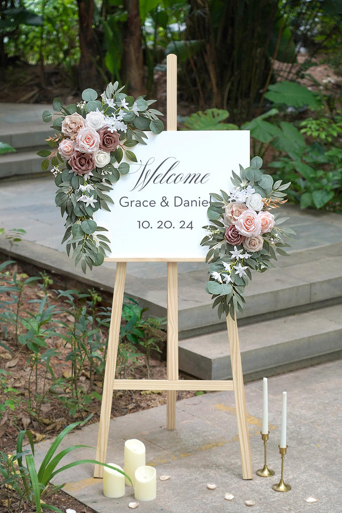 Artificial Dusty Rose Flowers Swag Set of 2
