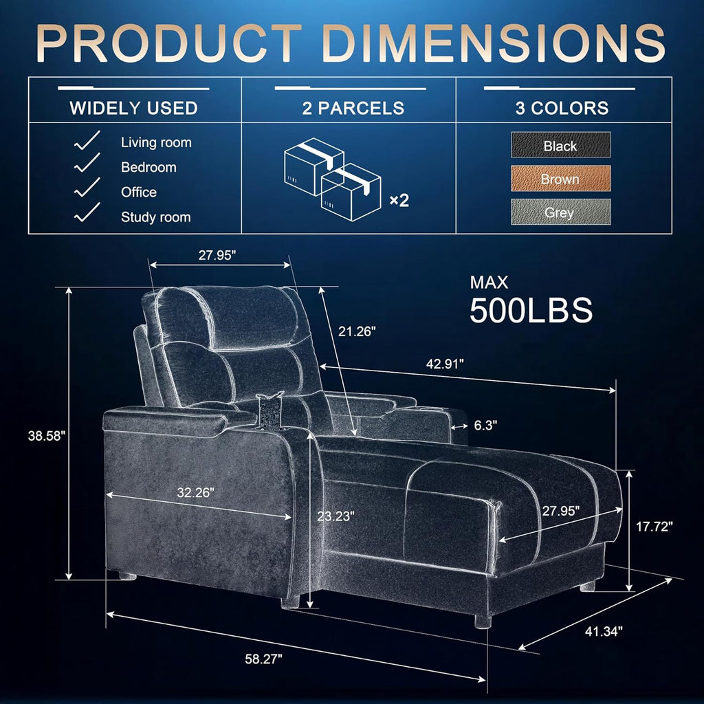 Home Theater Seating Oversized Loveseat Recliner Chair Ultra-Comfortable Reclining Chair Power Recliners Chairs with