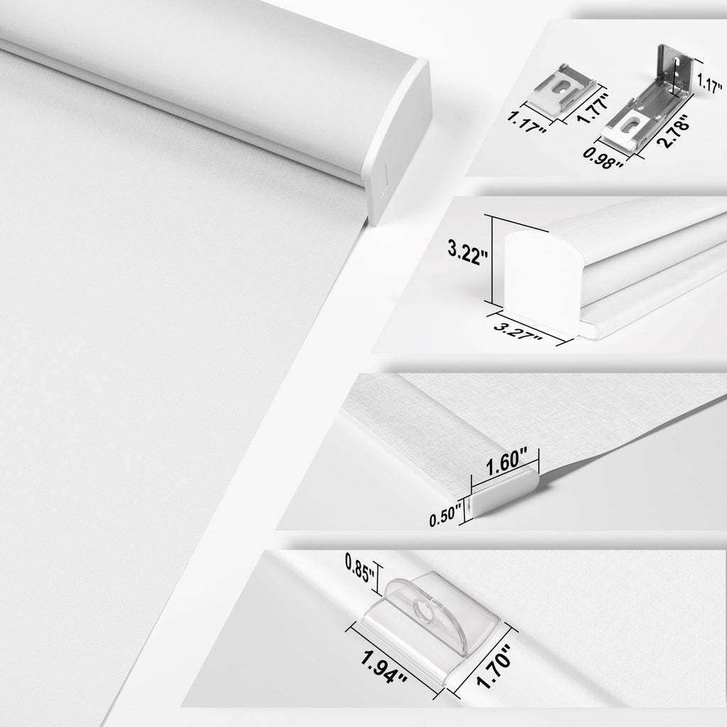 Cordless Blackout Roller Shades, Linen Fabric.White.