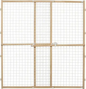 Wire Mesh Pet Safety Gate, Dog Gate Expands From 29 - 50 Inches Wide, 44 Inches Tall, Wood, Powder Coated Wire