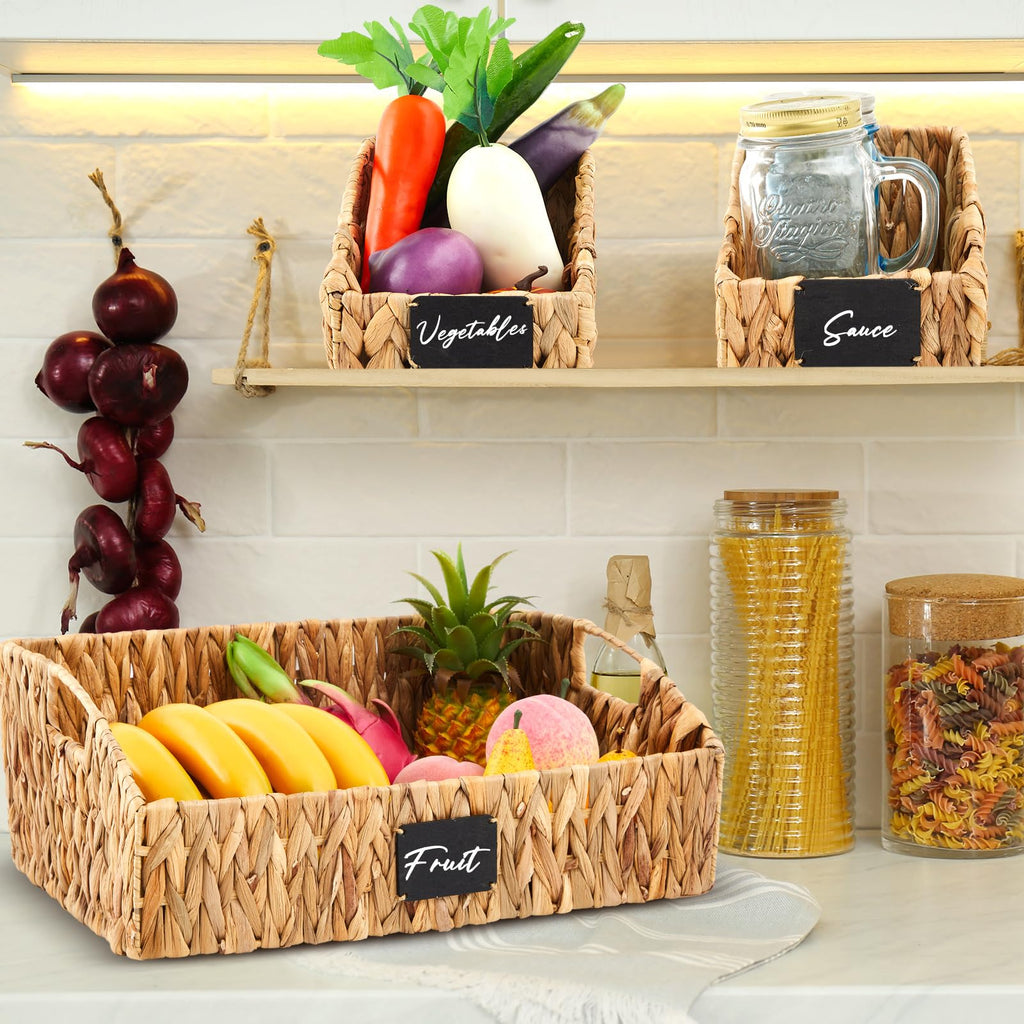 4 Pcs Water Hyacinth Storage Basket Set Boho Decor