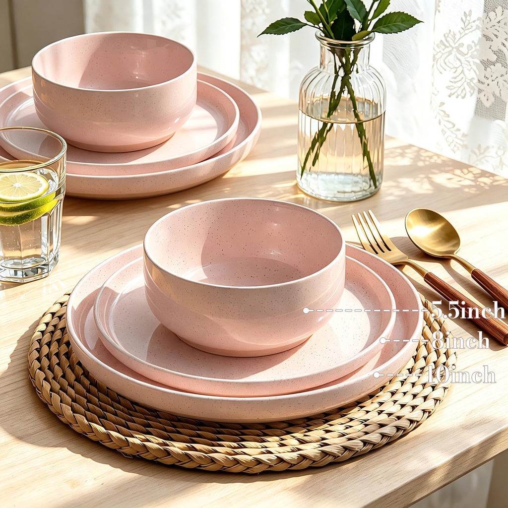 24-Piece Stoneware Dinnerware Set for 8, Plates and Bowls Set