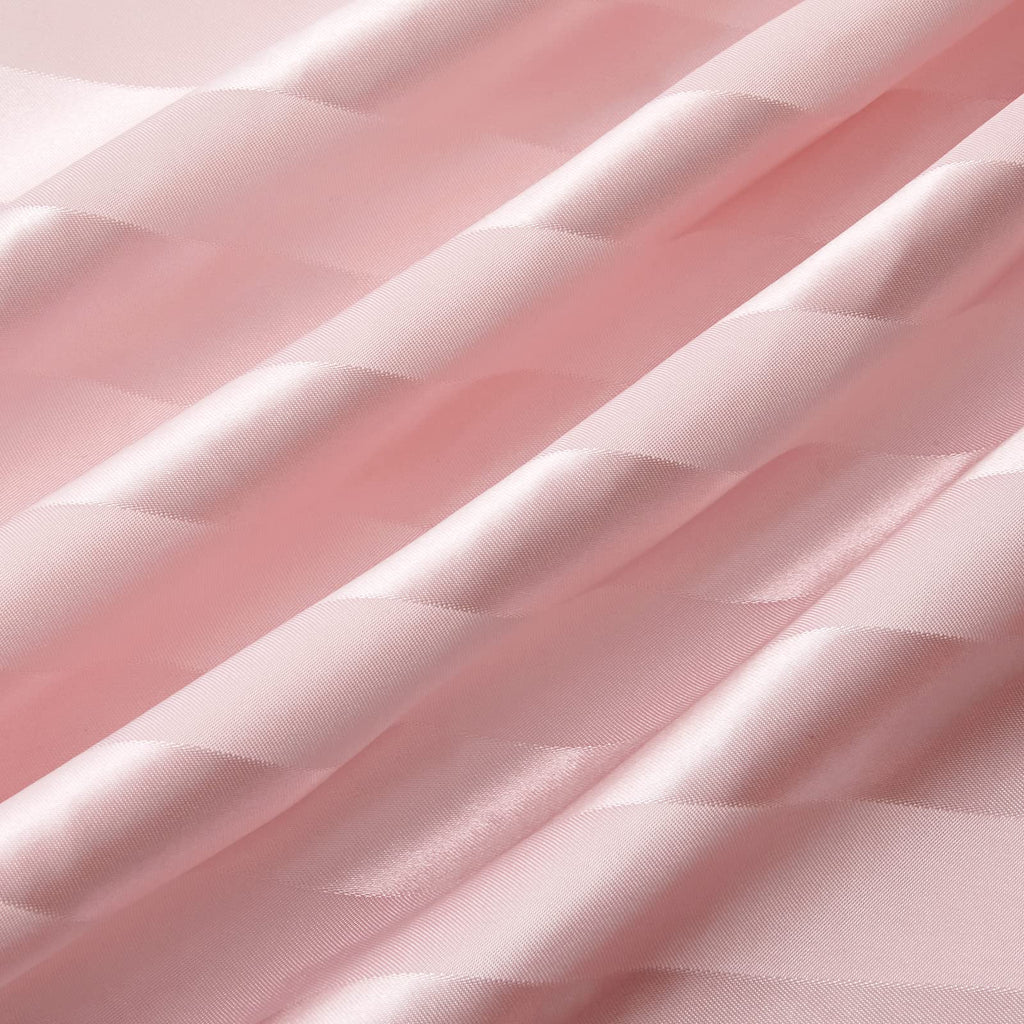5 Pieces Blush Pink Satin Striped Duvet Cover Set