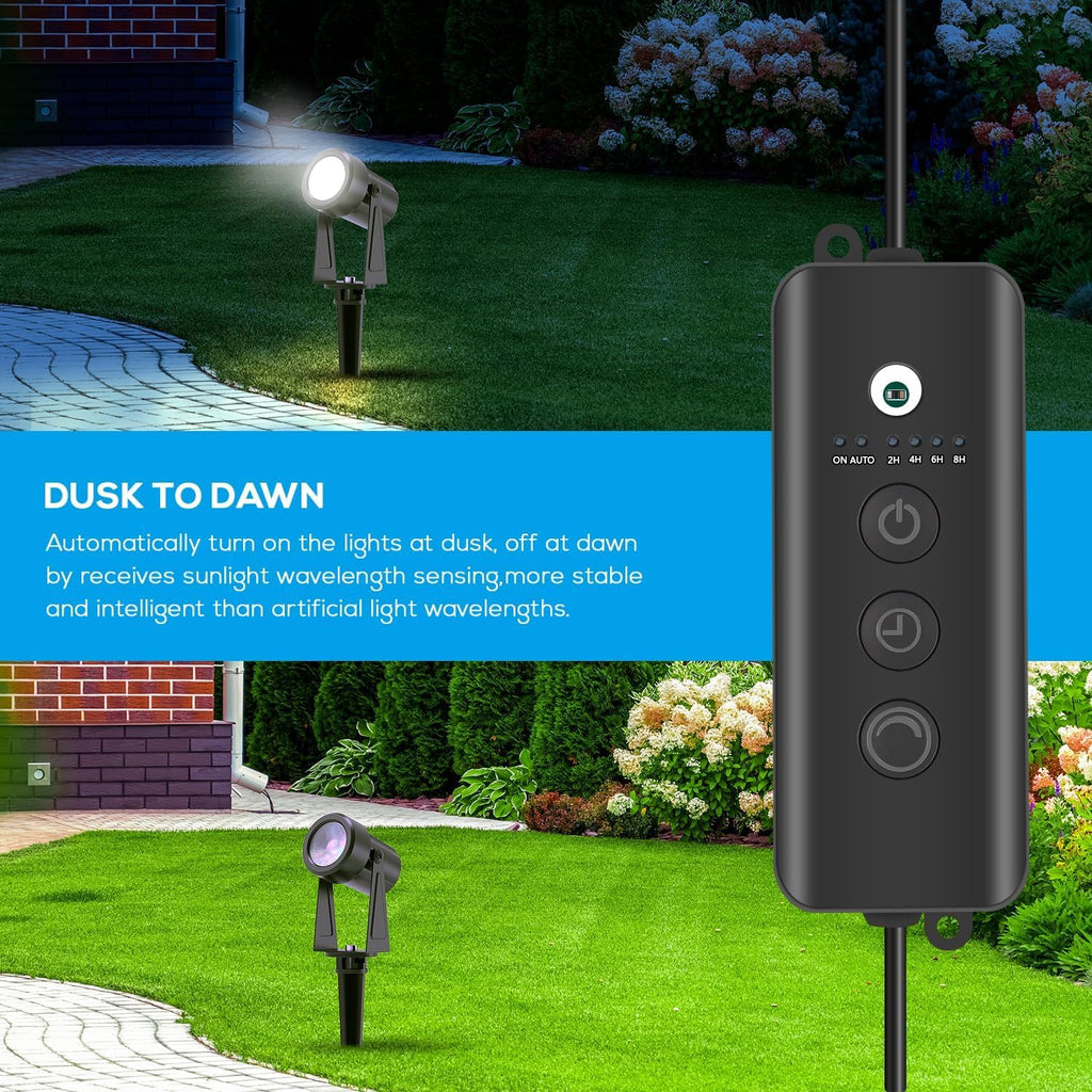 Outdoor Landscape Lighting with Dusk to Dawn Sensor Controller, 4 Pack