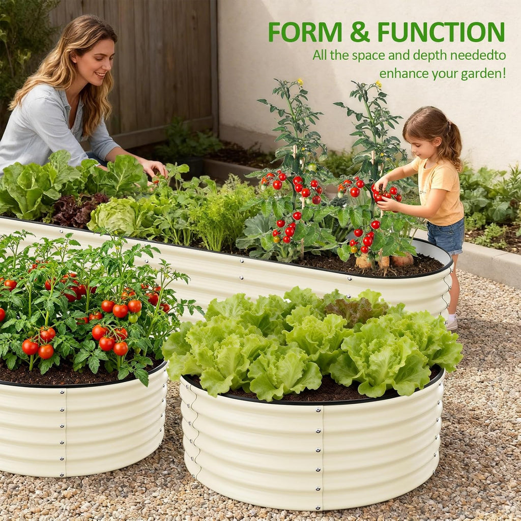 Galvanized Raised Garden Bed, 3.5ft x 17'' Tall Round Metal Planter Raised Garden Boxes Outdoor for Vegetable Fruits