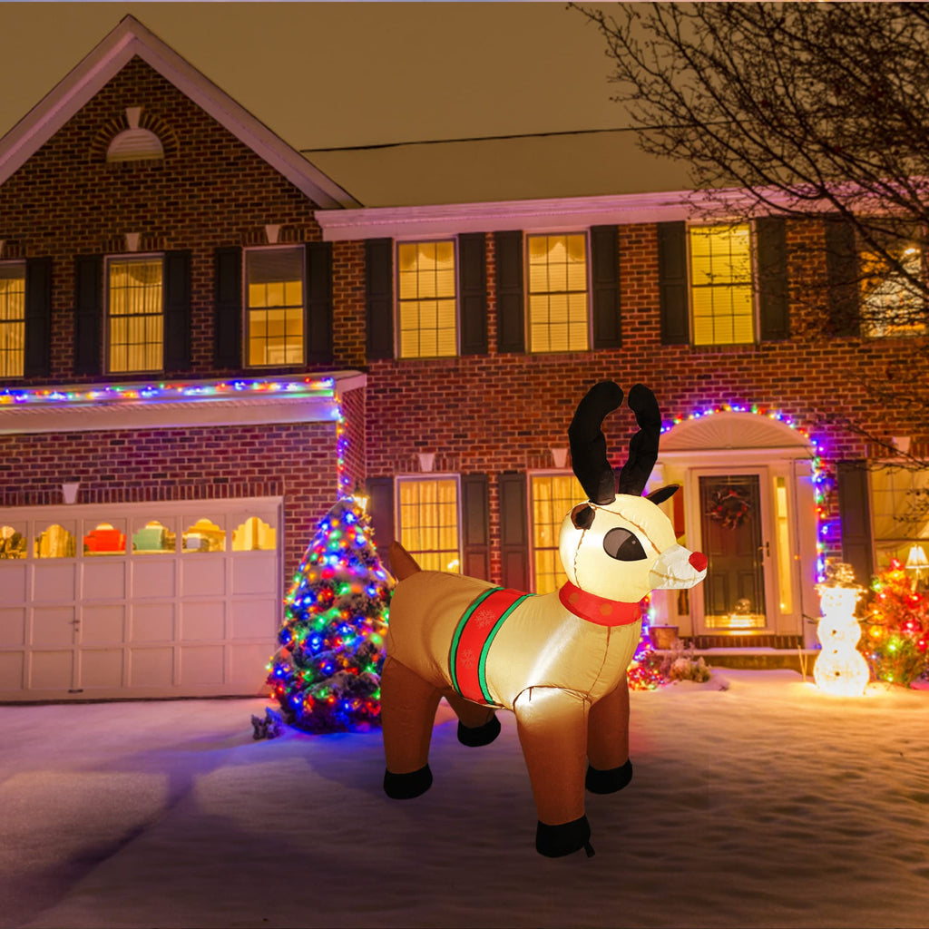 4 Feet Christmas Inflatable Deer Decorations, Christmas Inflatable Reindeer Decor Lighted Blow Up Christmas Outdoor