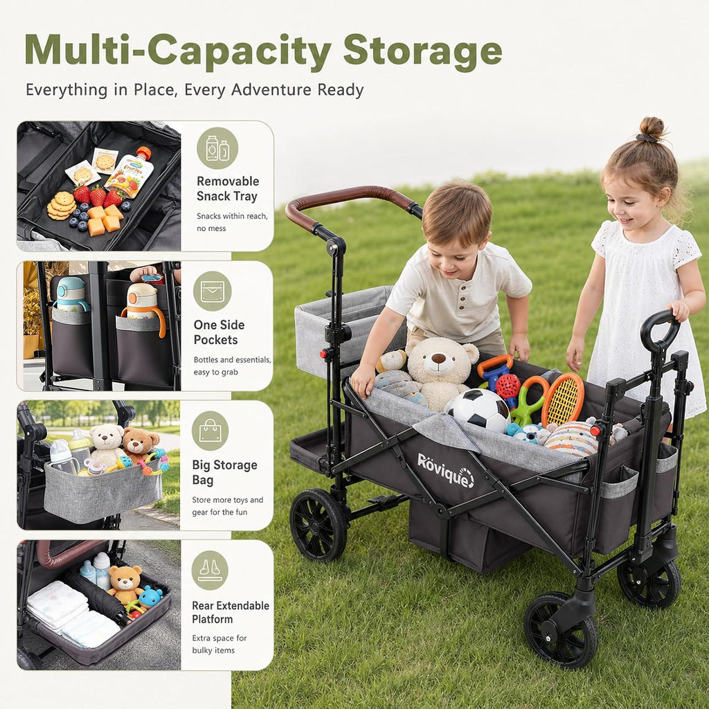 Wagon Stroller for 2 Kids, Premium Stroller Wagon for Kids with Extendable