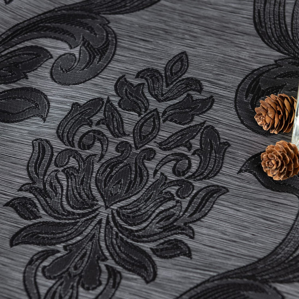 Damask Curtains, Gothic Drapes with Floral Patterns, Black Victorian Curtains 96 Inch Length, Set of 2 Panels, Each