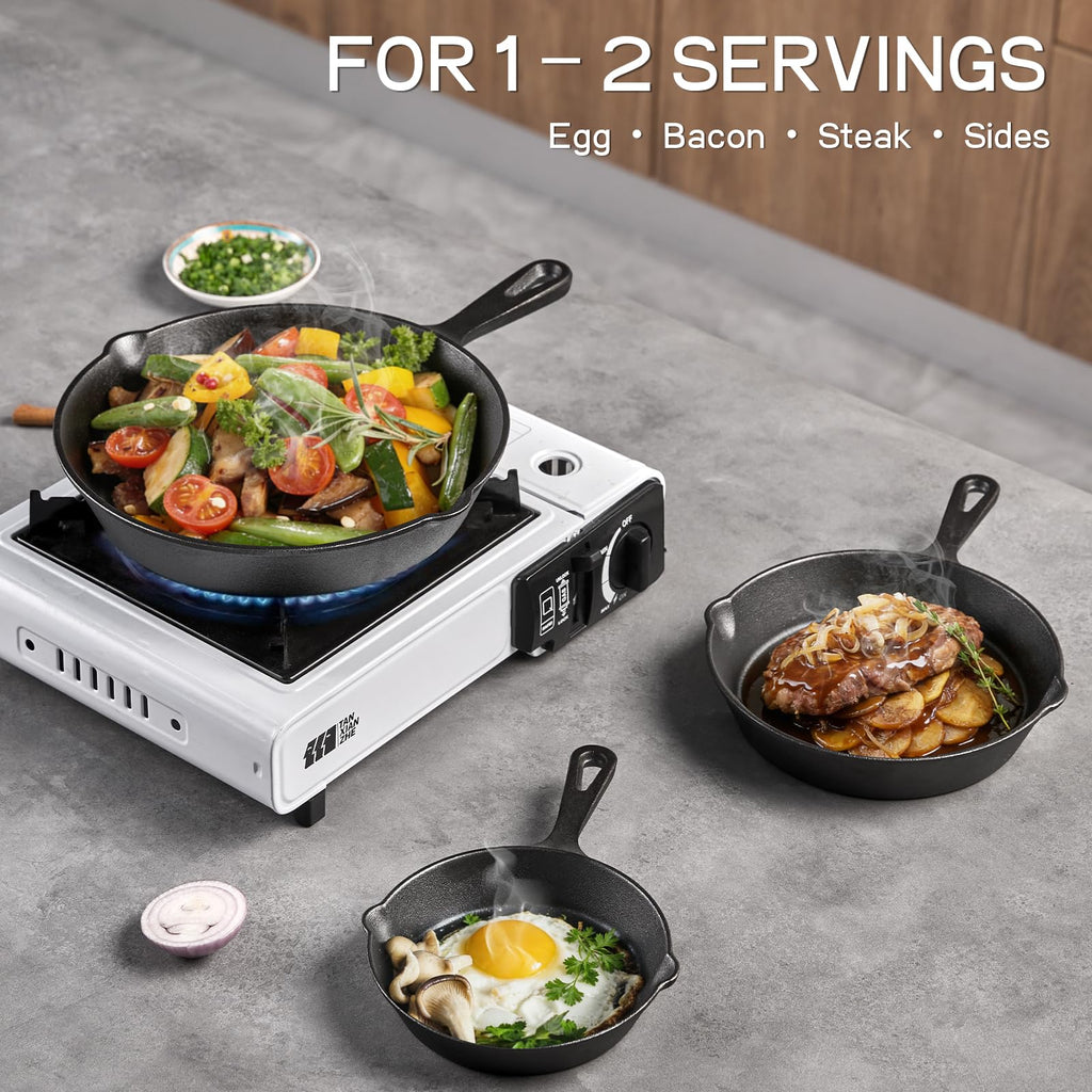Cast Iron Skillet Set 6/8/10 Inch Raw Iron Frying Pans