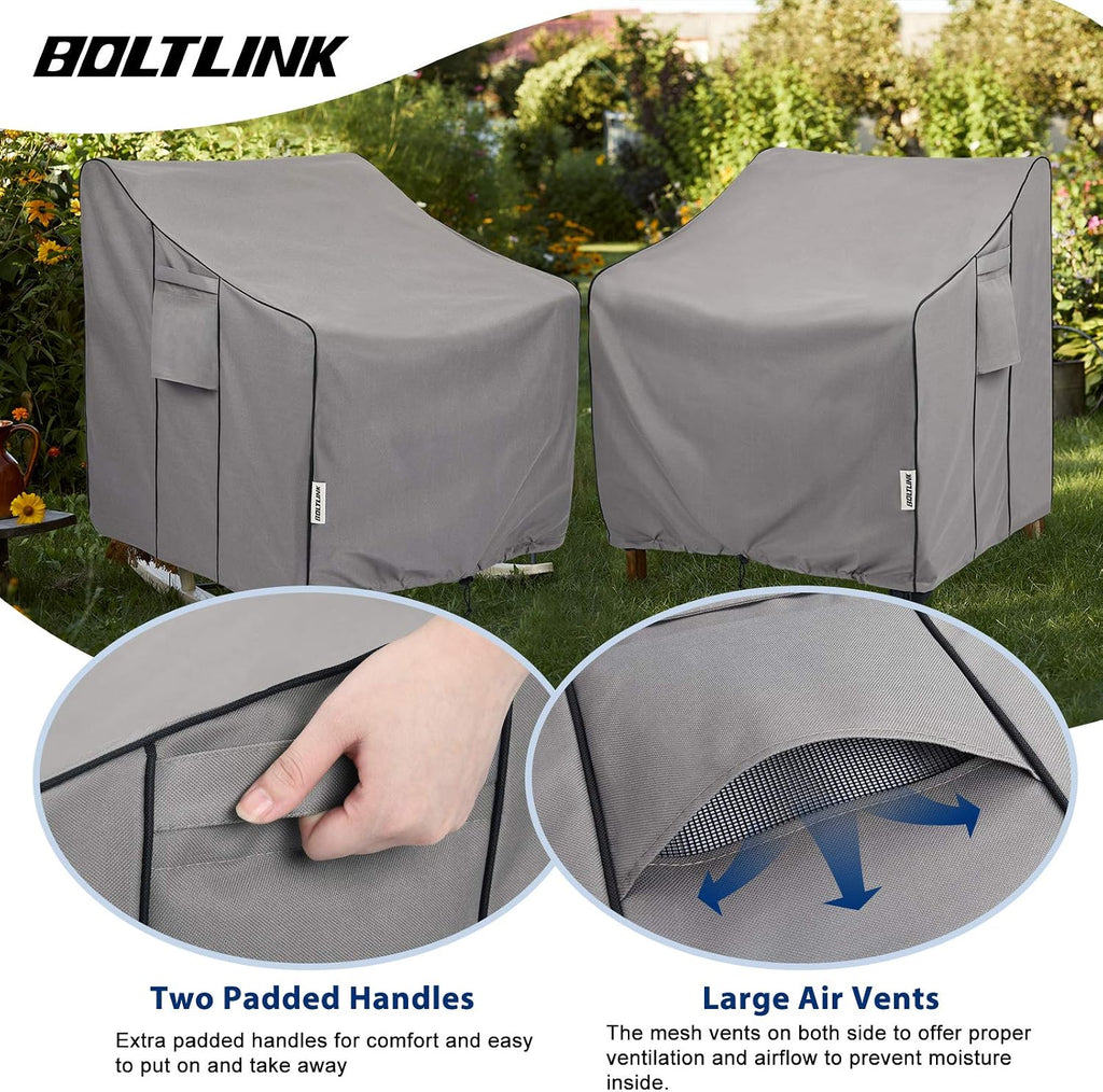 Patio Chair Covers Waterproof, Heavy Duty, 36x37x36 in, 2 Pack | UV resistant, tear proof, windproof drawstring