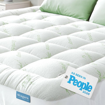 Ultra Soft & Cooling Mattress Topper - Cal King Size | Rayon Derived from Bamboo, Pillow Top Mattress Pad, 20" Deep