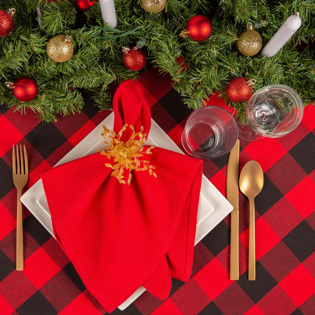 Checkered Tablecloth Plaid Fabric 56"x120" Classic Gingham Cover for Indoor
