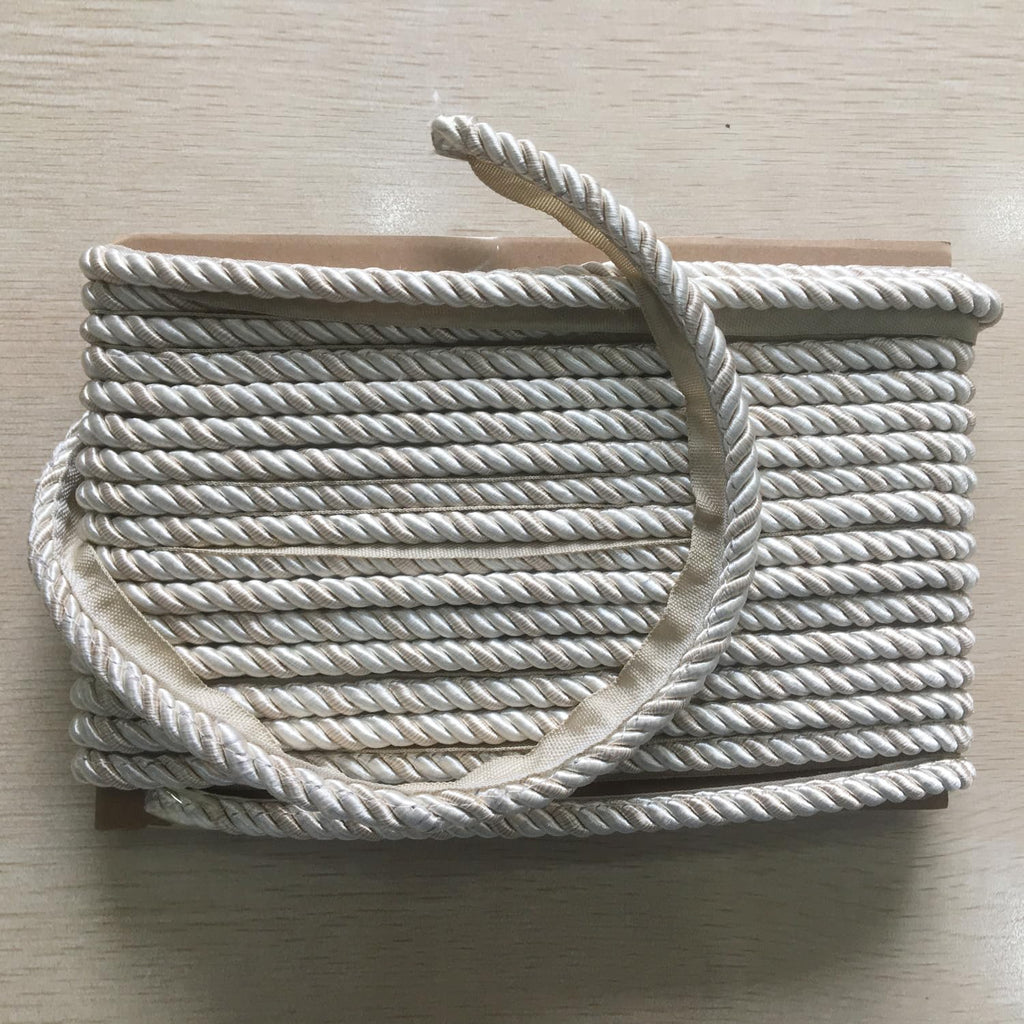 3/8" Nylon Twisted Lip Cord Trim,Mix Beige - 12 Yard