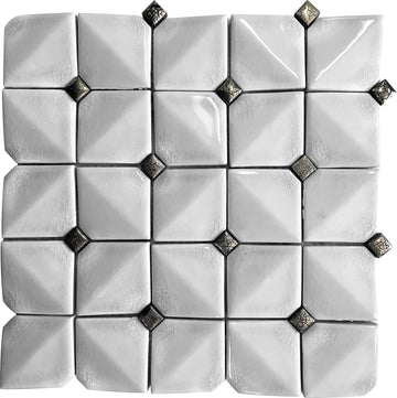 Chevron Square Ceramic Tile White 12x12 Polished 5 sq ft/case 5-Pack | Glazed decorative sheets. Kitchen backsplash