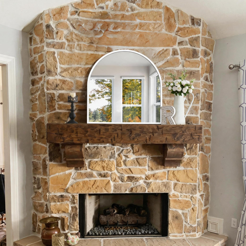 Arched Wall Mirror, 30"x30" White Arched Mirror Table
