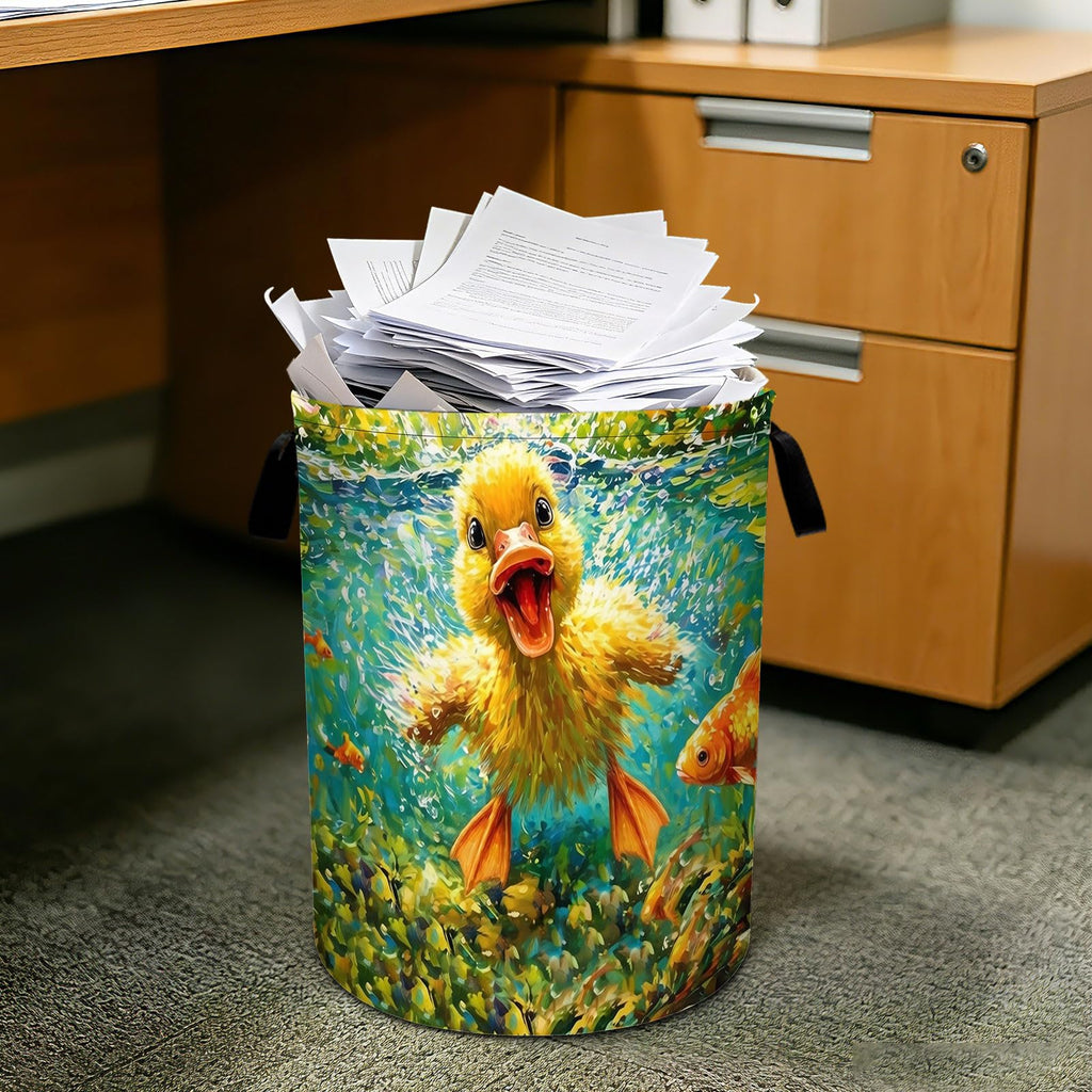 Duck Fish Laundry Basket Foldable Laundry Hamper With Handles Clothes Storage Bucket Organizer Laundry Bag Bathroom