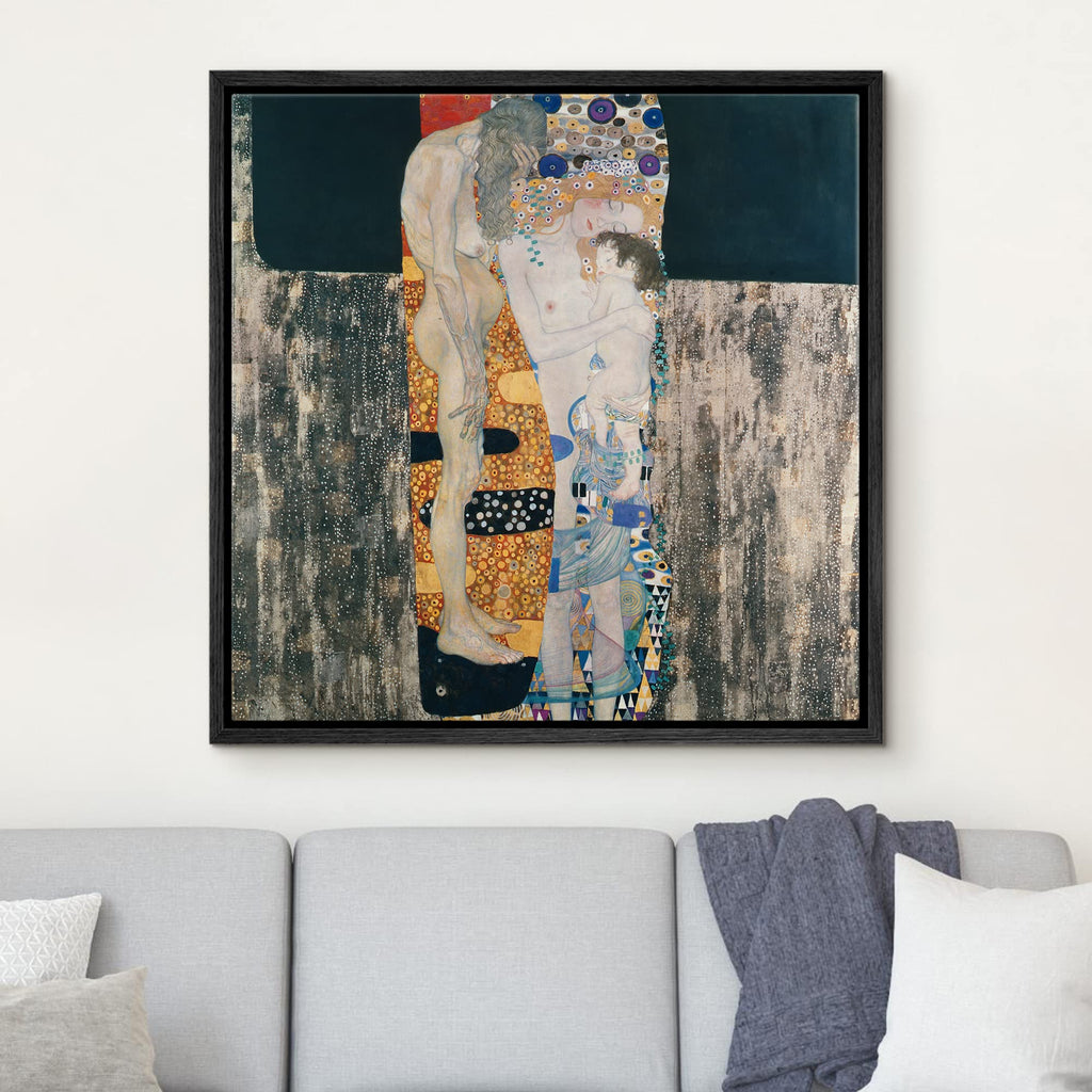 Canvas Print Wall Art Three Ages of Woman by Gustav Klimt Historic Classic Illustrations Fine Art Decorative Vintage