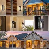 16inch Large Outdoor Wall Lights - 2 Packs Modern Black Exterior Light Fixture with Clear Glass Shade