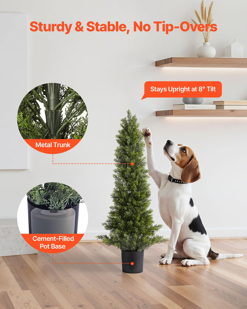 Artificial Topiary Cedar Trees, 36 inch 2 Set Faux Pine Shrubs Plants, Fake Silk Tree Look Real, Easy Assembly for