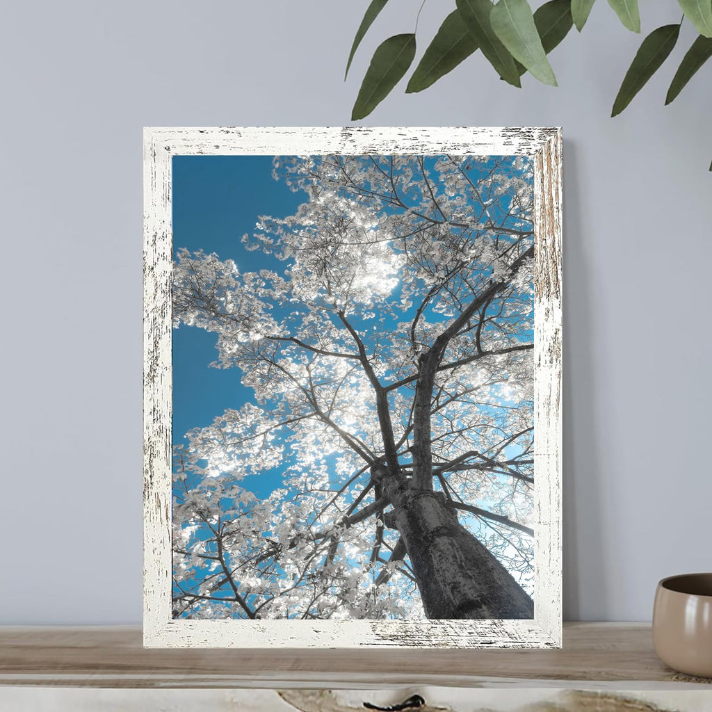 18x24 Poster Frame for Wall Hanging, Engineered Wood Picture Frames for 18 x 24 Picture, Distressed White, 1 Pack