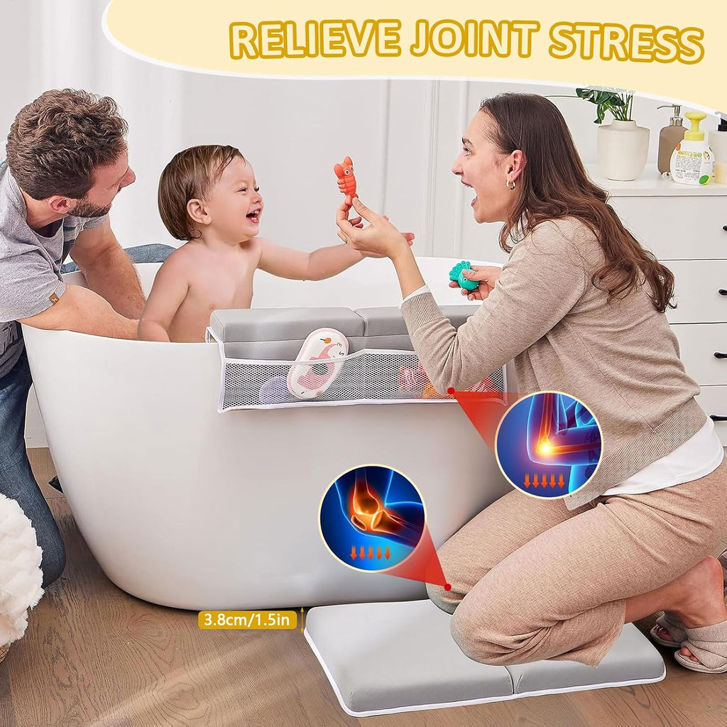 Bath Kneeler and Elbow Rest Pad Set - 22'' Extra Long Quick Dry Kneeling Pad for Bathing Baby with Knee & Arm