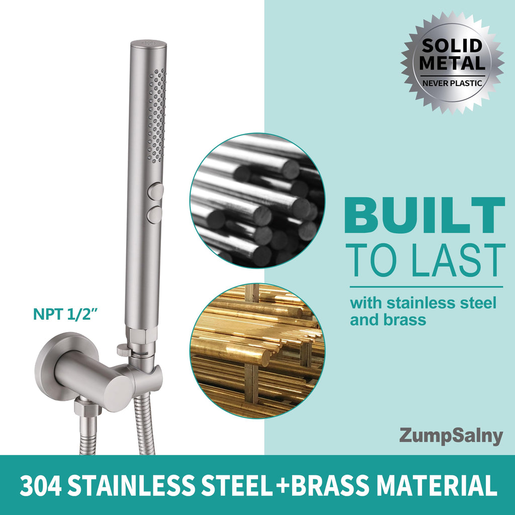 All-Metal High Pressure Round Handheld Shower Head,Brushed Nickel