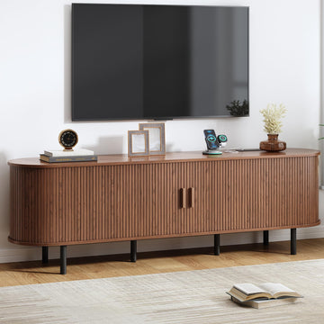 70.8" Mid Century Modern TV Stand with Sliding Doors for 65" TV