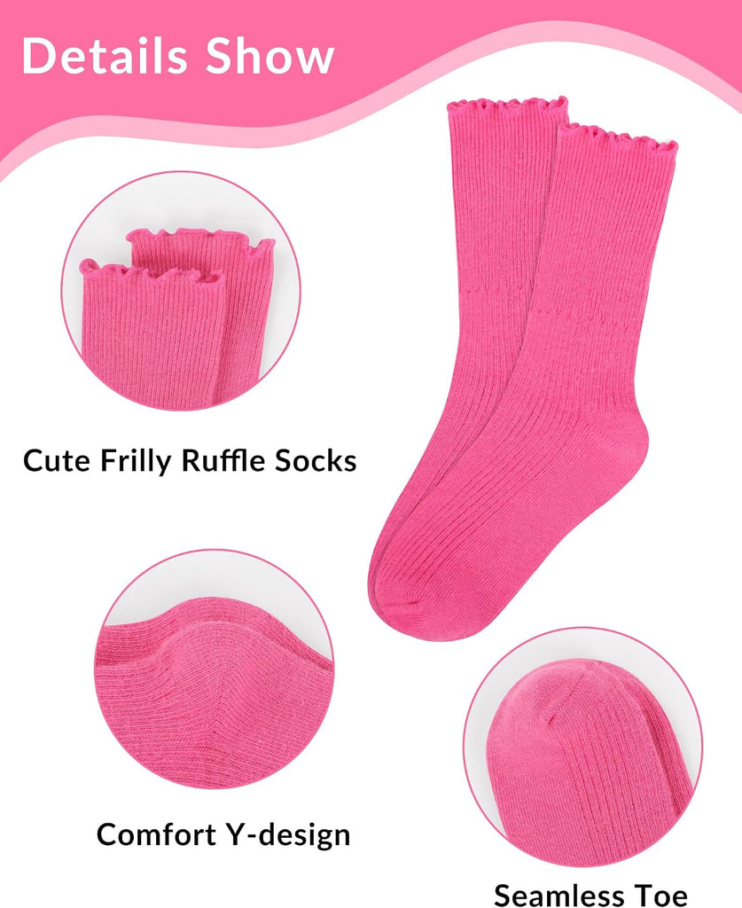 Ruffle Socks for Girls Kids Toddler Turn Cuff Dress School Uniform Sock