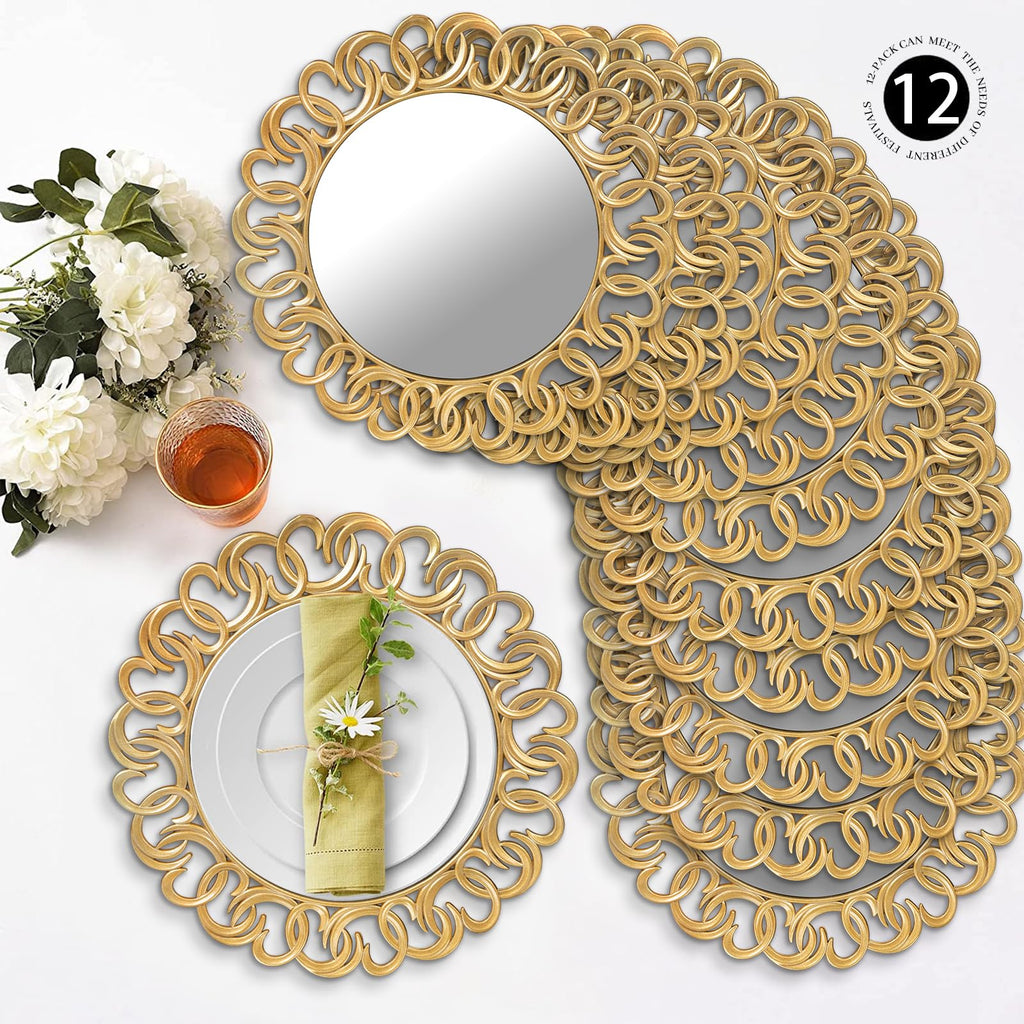 Set of 12, Mirror Charger for Dinner Plates