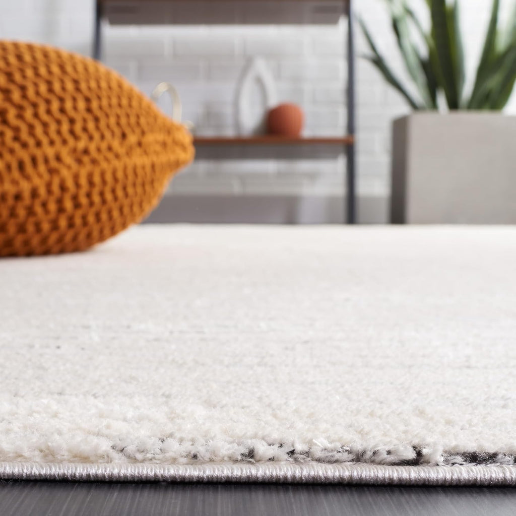 Melody Collection Area Rug, Ivory & Black, Stripe Design, Non-Shedding & Easy Care, Ideal for High