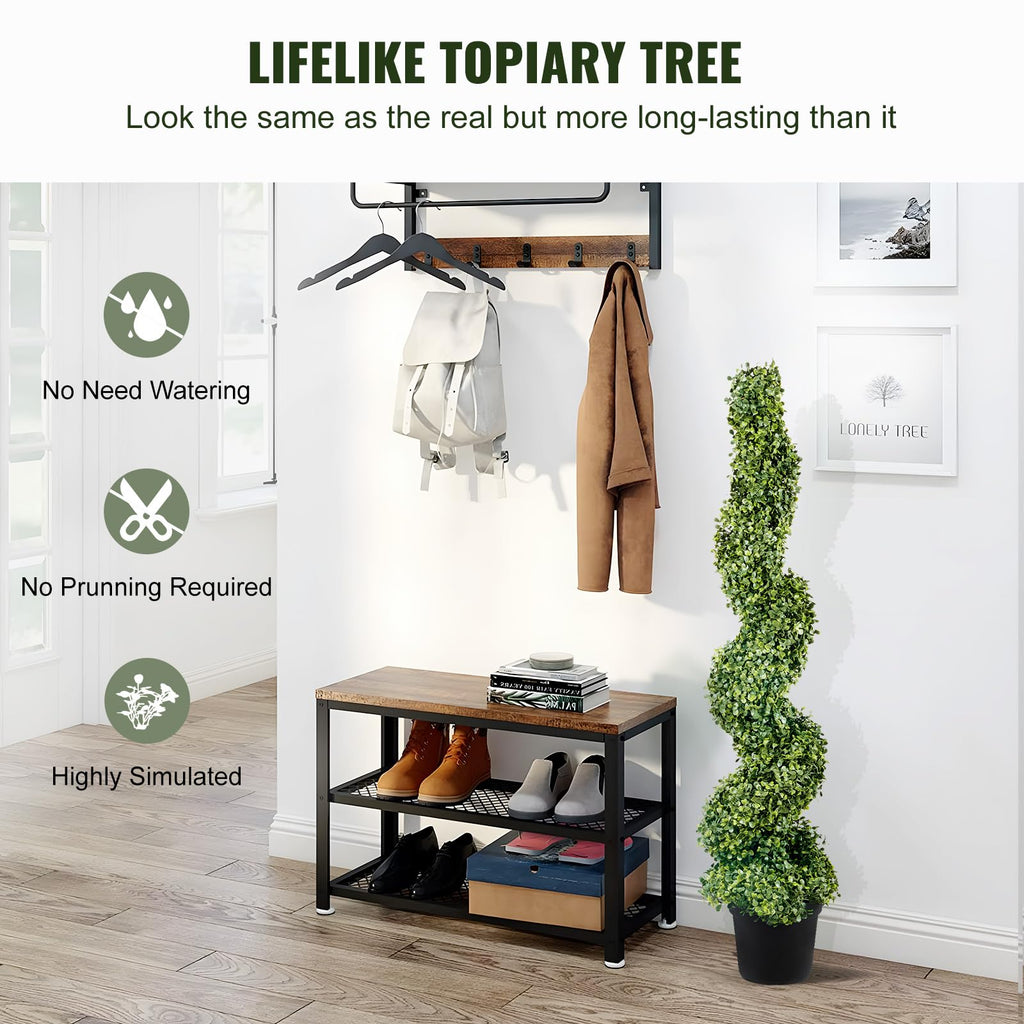 Artificial Boxwood Spiral Topiary Trees, 4ft Tall (2 PCS) Faux Plant