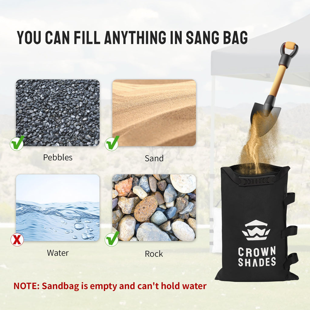 Sand Bags for Canopy Legs, 150 LBS, Black (Unfilled)