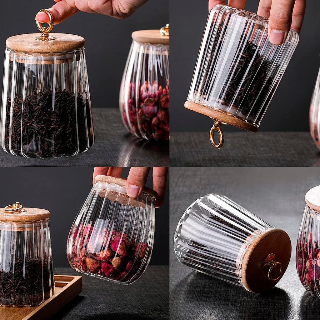1600ml(54FL OZ) Glass Jar with Lid Large Glass Coffee Nuts Canister Airtight Storage Jar with Bamboo Lid Kitchen