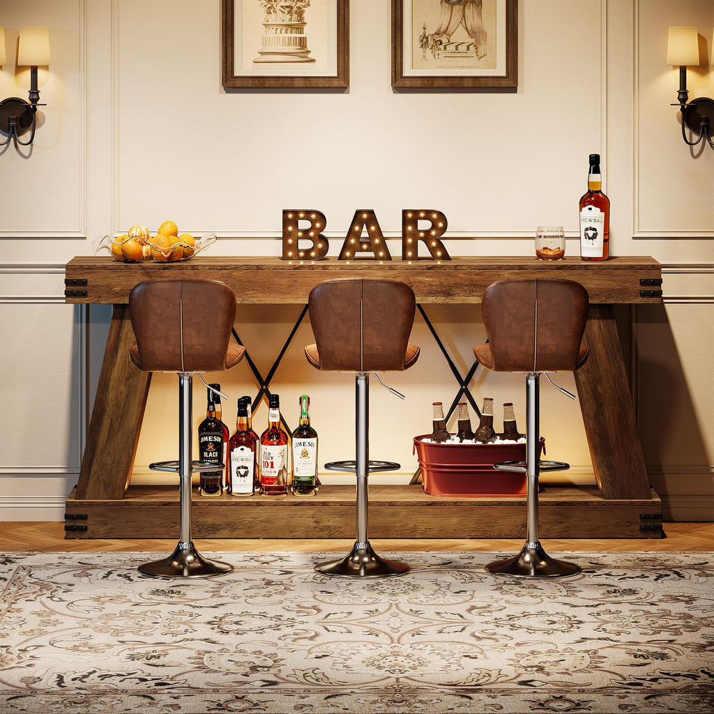70.87" Farmhouse Console Table with Storage (Brown)