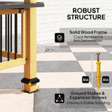 13' x 6' Wooden BBQ Grill Gazebo, Hardtop Grill Gazebo with Metal Roof, 2 Bar Shelves and 6 Hooks