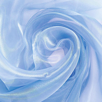 Light Blue Sheer Organza Fabric, 11yd x 60in, for Wedding Decor & Crafts