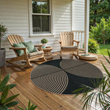 Enfys Modern Rainbow Round Rug, 6ft Easy Jute Circle Patio Rug Washable Indoor Outdoor Carpet for Li