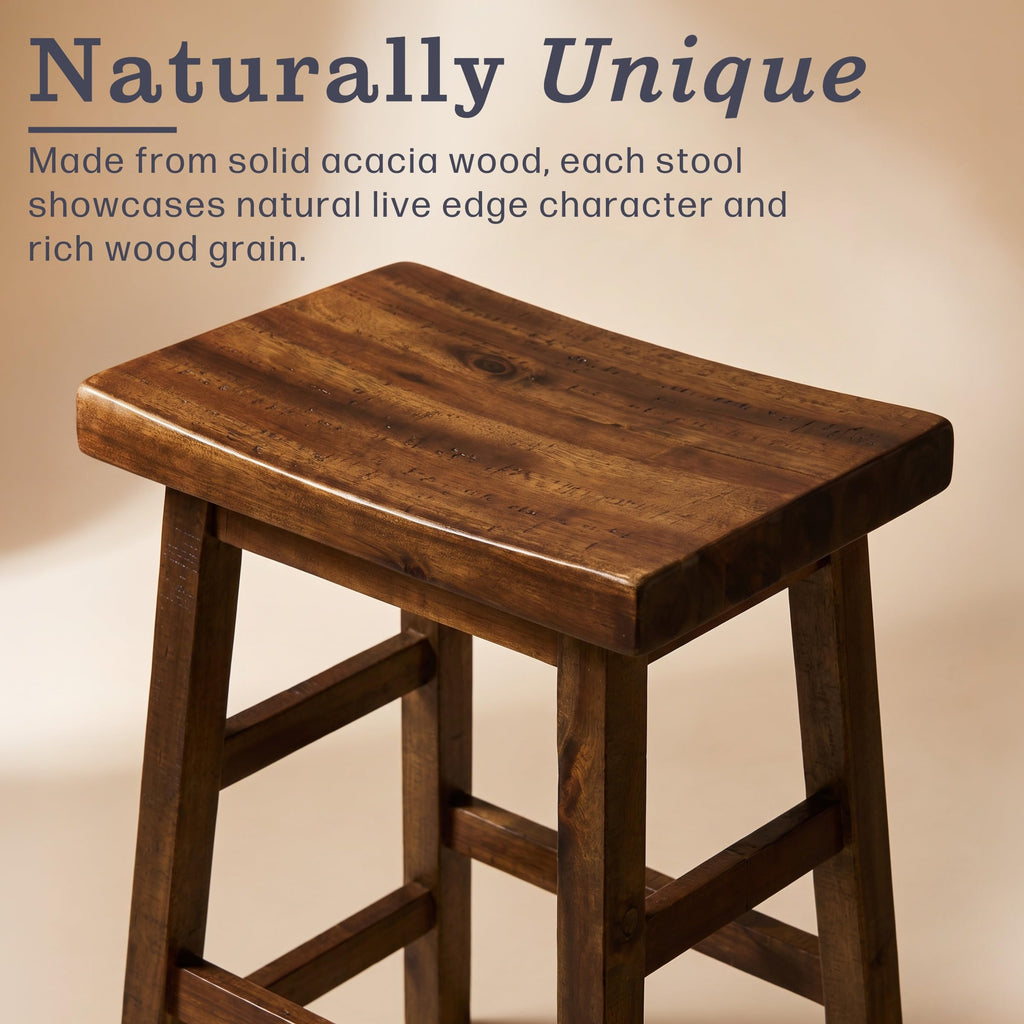 Durango Solid Wood Rustic Single Bar Stool, Natural, 26"