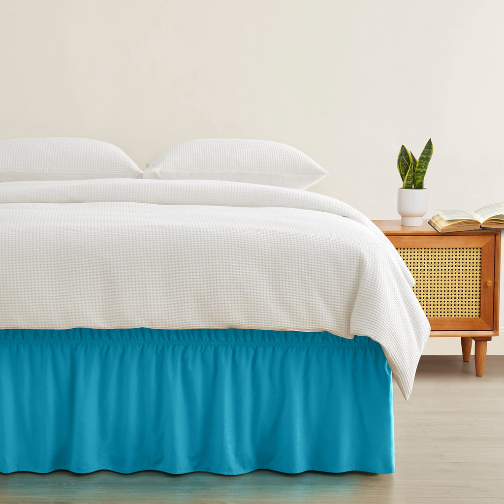 Teal Wrap Around Bed Skirt, Full Queen 14-Inch Brushed Drop