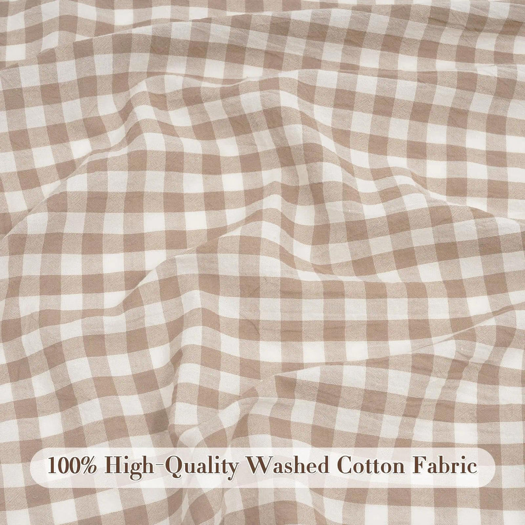 Gingham Ruffled Tablecloth Brown Taupe White 60x84 Christmas