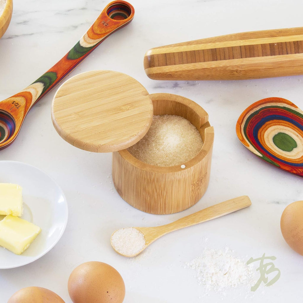 Little Dipper Salt Cellar Bamboo Storage Box with Magnetic Swivel Lid, 6 Ounce Capacity, Includes Salt Spoon